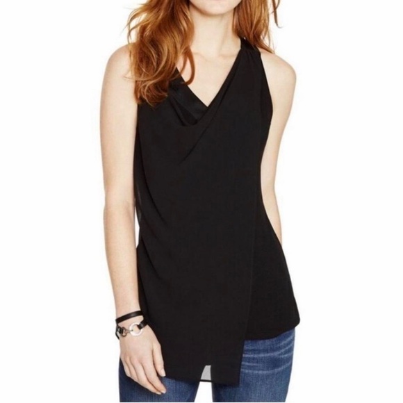 White House Black Market Tops - White House Black Market Black Draped V-Neck Halter Cami